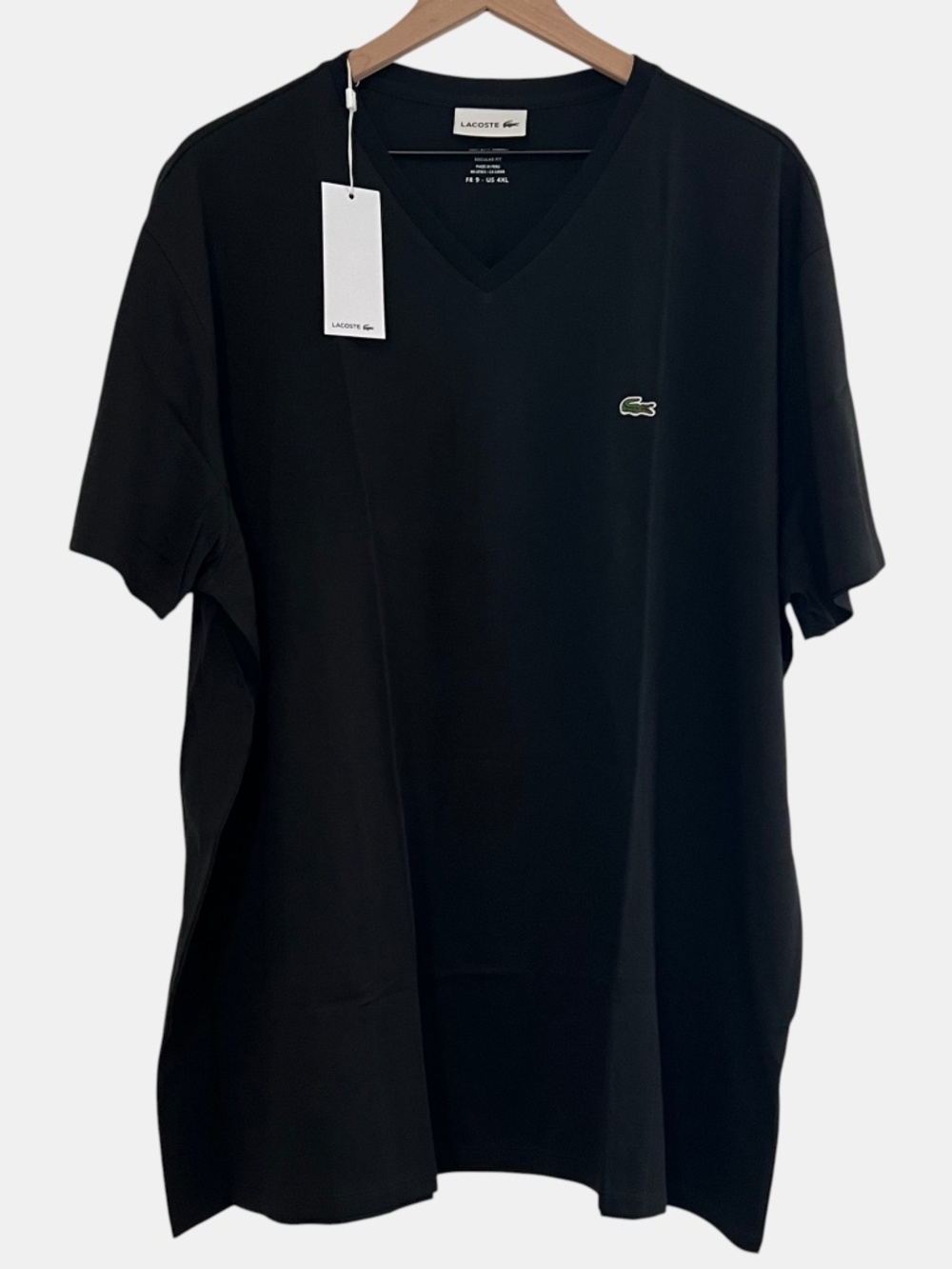 Lacoste Men's V-Neck T-Shirt 4XL Regular Fit Pima Cotton NWT Black Retail $60 - Picture 2 of 7